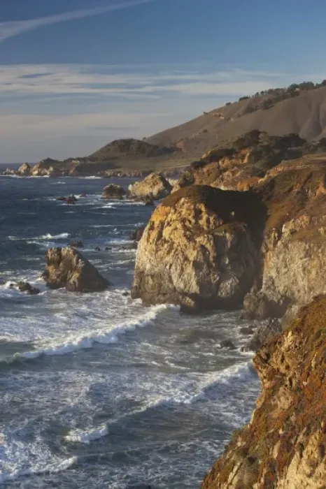 Framed Print : USA, California, Central Coast, Big Sur Area, coastal view by Castle Rock, sunset