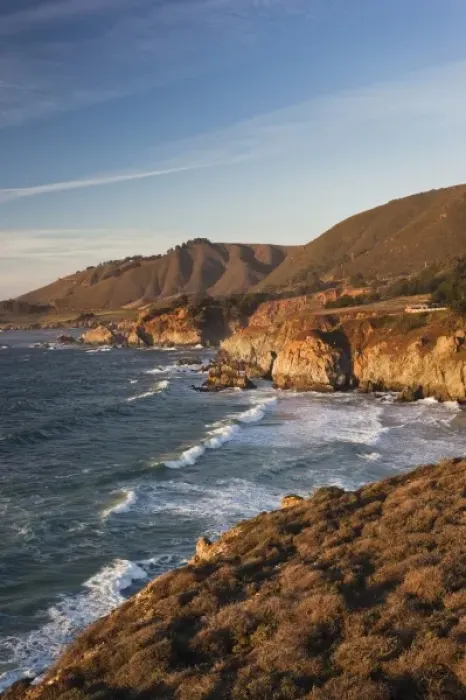 Framed Print : USA, California, Central Coast, Big Sur Area, coastal view by Castle Rock, sunset