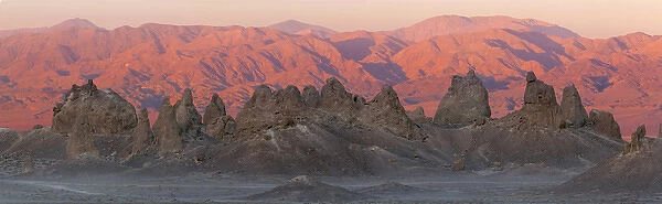 USA, California. Composite panoramic of Trona Pinnacles