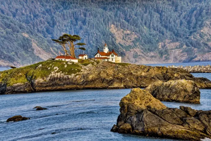 Framed Print : USA, California, Crescent City, Battery Light House