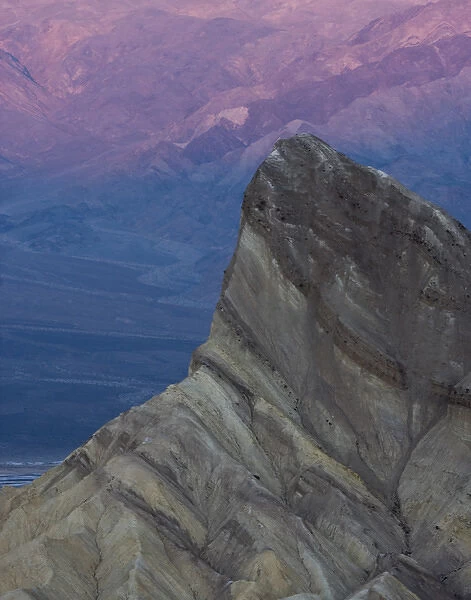 USA, California, Death Valley National Park. Manly Beacon with morning color on the