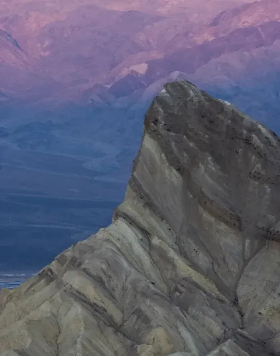 Framed Print : USA, California, Death Valley National Park. Manly Beacon with morning color on