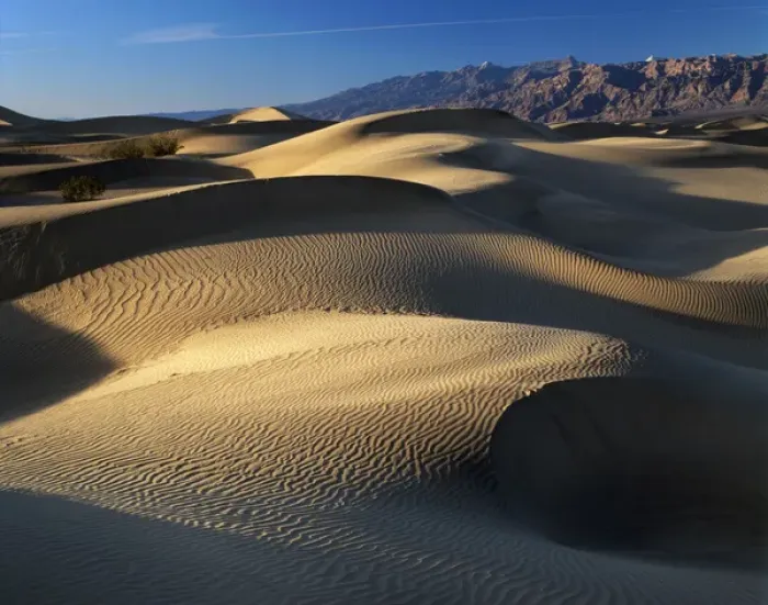 Framed Print : USA, California, Death Valley National Park, Mojave Desert, View of sand dunes at sunset