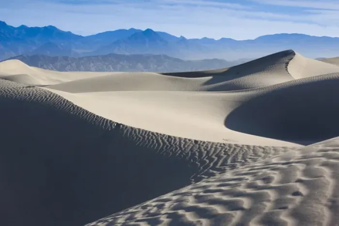 Framed Print : USA, California, Death Valley National Park, Mesquite Flat Sand Dunes, dawn