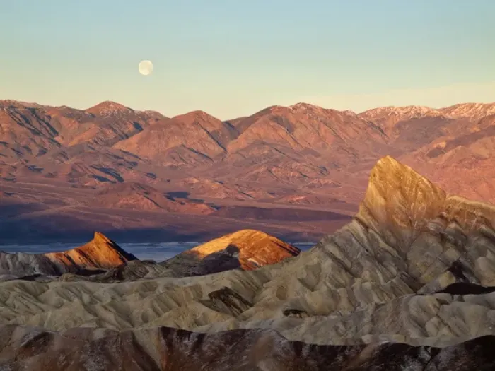 Framed Print : USA, California, Death Valley National Park, Moon setting at sunrise over Panamint Framed Print : USA, California, Death Valley National Park, Moon setting at sunrise over Panamint