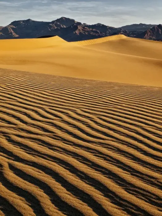 Framed Print : USA, California, Death Valley National Park, Early morning sun hits Mesquite Flat Dunes