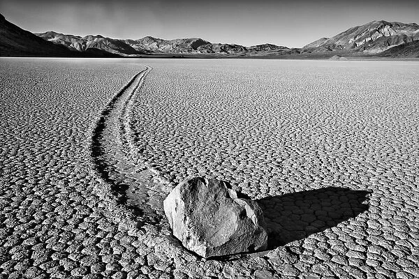 USA, California, Death Valley National Park. Sliding rock at the Racetrack. Credit as