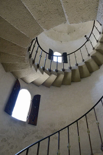 USA, California, Death Valley National Park, Spiral staircase at Scottys Castle