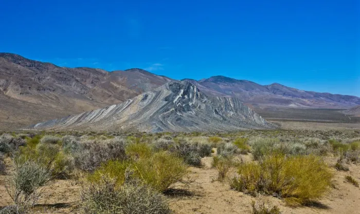 Framed Print : USA, California. Death Valley National Park, Butte Valley Road, Stripped Butte