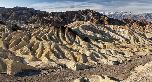 USA, California, Death Valley National Park. Dry wash in winter at Zabriskie Point