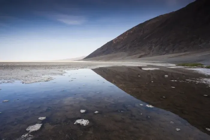 Framed Print : USA, California, Death Valley National Park, Badwater, elevation 282 feet below sea level