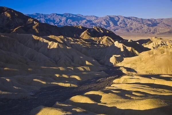 USA, California, Death Valley National Park. View from Zabriskie Point of eroded hills