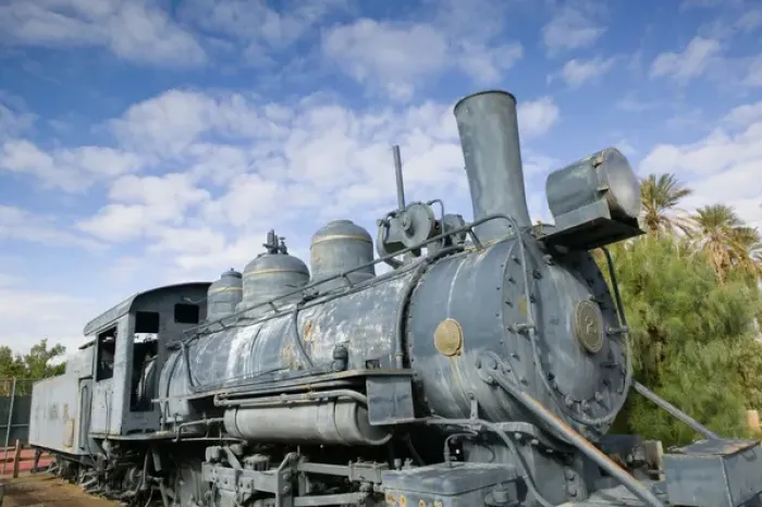 Framed Print : USA-California-Death Valley National Park: Furnace Creek - Old Locomotive