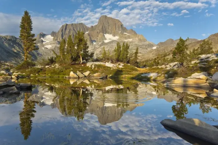 Framed Print : USA, California, Inyo National Forest. Mount Ritter and Banner Peak reflected in Garnet Lake