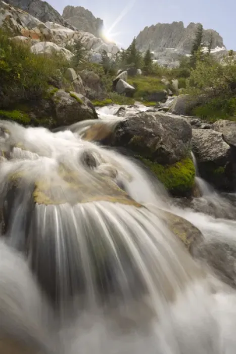 Framed Print : USA, California, Inyo National Forest. Stream flowing into Ediza Lake. Credit as
