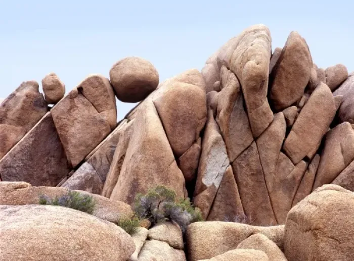 Framed Print : USA, California, Joshua Tree NP. This round boulder, over four feet in diameter Framed Print : USA, California, Joshua Tree NP. This round boulder, over four feet in diameter