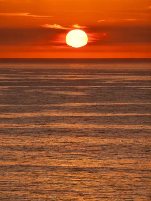 Framed Print : USA, California, La Jolla, Fiery sun drops into the Pacific Ocean