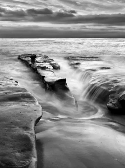 Framed Print : USA, California, La Jolla, Rising tide and waves at Coast Blvd. Park at dusk Framed Print : USA, California, La Jolla, Rising tide and waves at Coast Blvd. Park at dusk