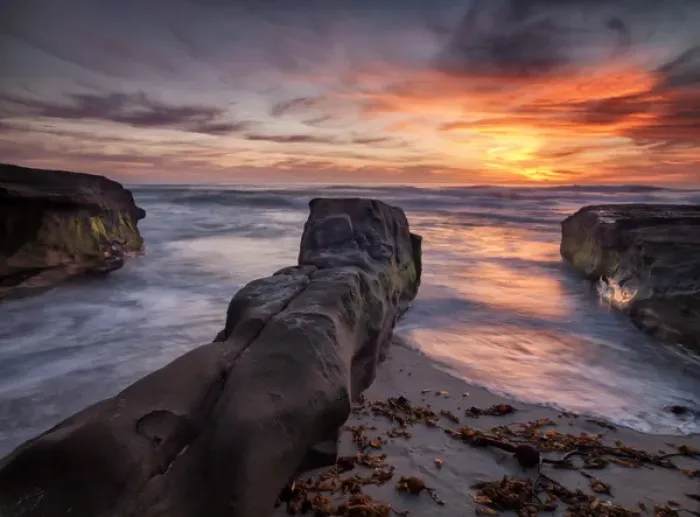 Framed Print : USA, California, La Jolla, Sunset near Coast Blvd. Park Framed Print : USA, California, La Jolla, Sunset near Coast Blvd. Park