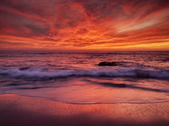 Framed Print : USA, California, La Jolla, Sunset at north end of Windansea Beach Framed Print : USA, California, La Jolla, Sunset at north end of Windansea Beach