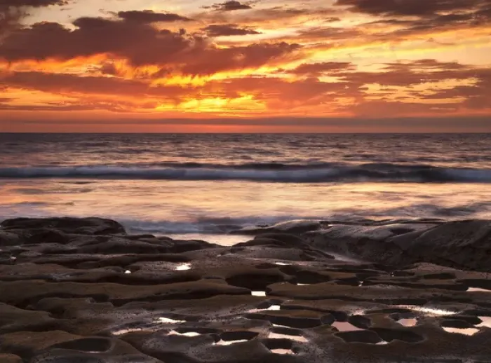 Framed Print : USA, California, La Jolla, Sunset over tide pools at Coast Blvd. Park Framed Print : USA, California, La Jolla, Sunset over tide pools at Coast Blvd. Park