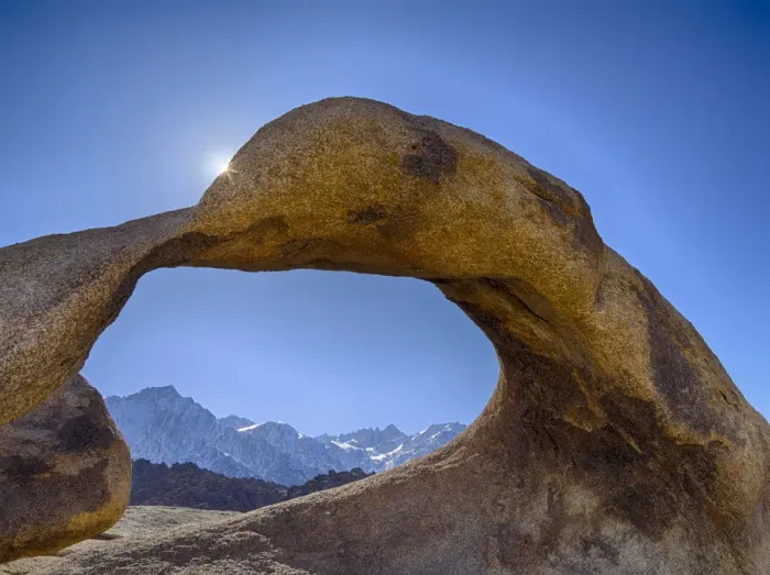 Framed Print : USA, California, Lone Pine. Alabama Hills, Mobius Arch, with Lone Pine Peak Framed Print : USA, California, Lone Pine. Alabama Hills, Mobius Arch, with Lone Pine Peak