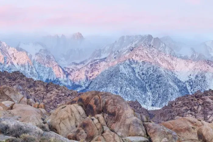 Framed Print : USA, California, Lone Pine. Sunrise on Mount Whitney as seen from the Alabama Hills Framed Print : USA, California, Lone Pine. Sunrise on Mount Whitney as seen from the Alabama Hills