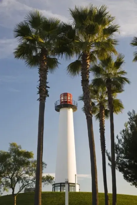 Framed Print : USA, California, Long Beach. Shoreline Village Lighthouse