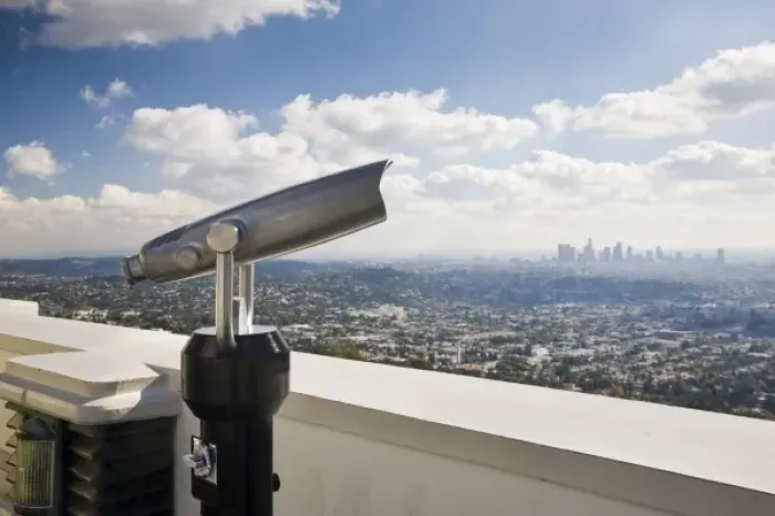 Framed Print : USA, California, Los Angeles. Griffith Park Observatory, binoculars Framed Print : USA, California, Los Angeles. Griffith Park Observatory, binoculars