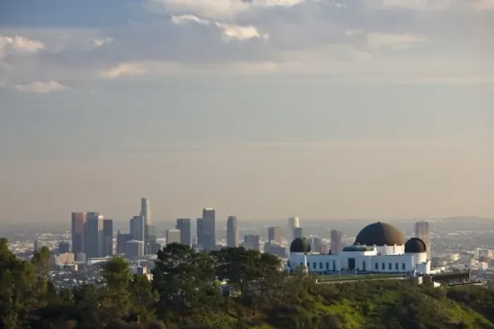 Framed Print : USA, California, Los Angeles. Griffith Park Observatory and downtown Framed Print : USA, California, Los Angeles. Griffith Park Observatory and downtown