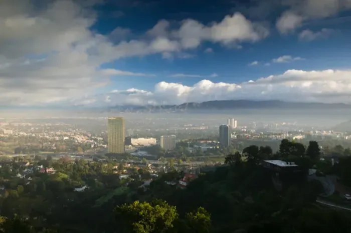 Framed Print : USA-California-Los Angeles-San Fernando Valley: Morning View of Universal City / NBC Framed Print : USA-California-Los Angeles-San Fernando Valley: Morning View of Universal City / NBC