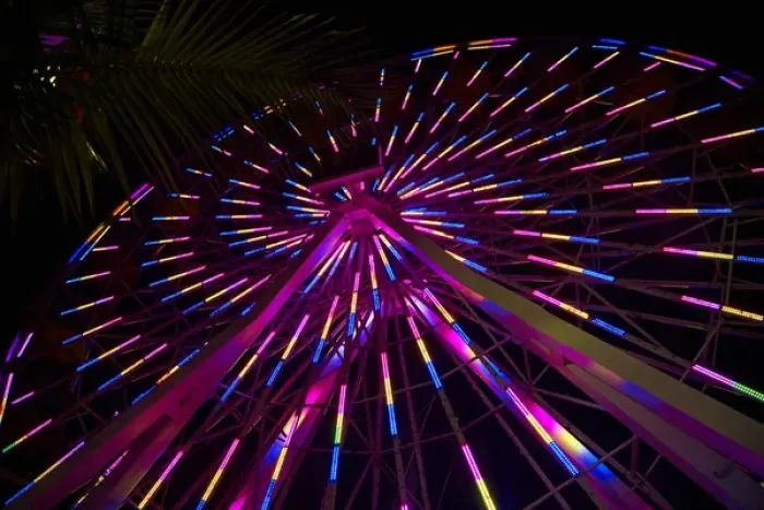 Framed Print : USA, California, Los Angeles, Santa Monica, colorful ferris wheel at night, Pacific Park Framed Print : USA, California, Los Angeles, Santa Monica, colorful ferris wheel at night, Pacific Park