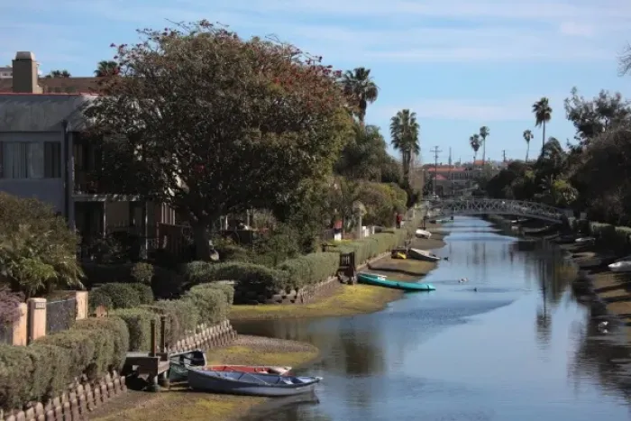 Framed Print : USA, California, Los Angeles, Venice, Man-made canal in Venice Canal Historic District Framed Print : USA, California, Los Angeles, Venice, Man-made canal in Venice Canal Historic District