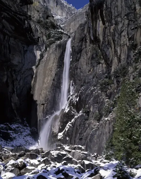 Framed Print : USA, California, Lower Yosemite Falls, Winter, Yosemite National Park Framed Print : USA, California, Lower Yosemite Falls, Winter, Yosemite National Park