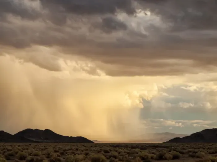 Framed Print : USA, California, Mojave National Preserve, Desert rain squall at sunset Framed Print : USA, California, Mojave National Preserve, Desert rain squall at sunset