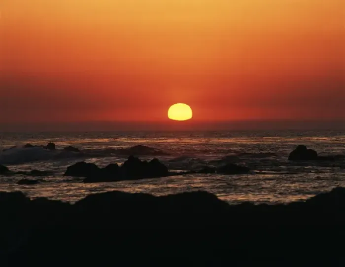 Framed Print : USA, California, Monterey Peninsula, Pacific Grove, View of beach at sunset Framed Print : USA, California, Monterey Peninsula, Pacific Grove, View of beach at sunset