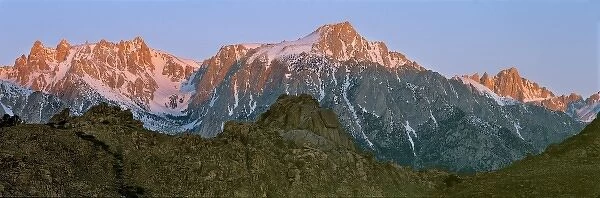 USA, California, Mt Whitney. Early sunrise colors Mt. Whitney above the Alabama Hills