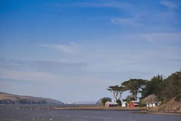 Framed Print : USA, California, Northern California, North Coast, Tomales Bay, Marshall, waterfront