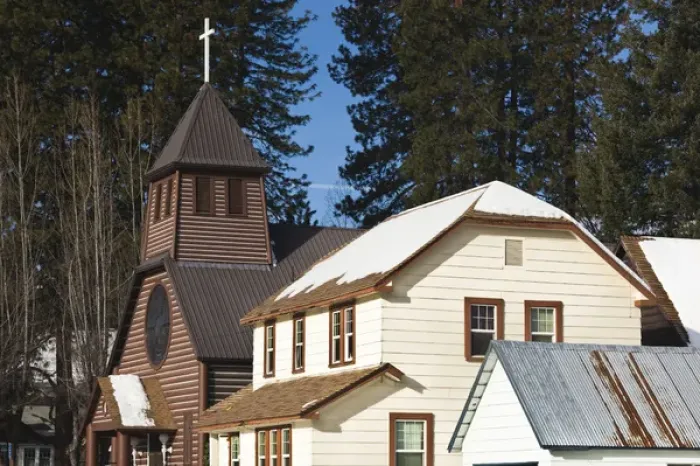 Framed Print : USA, California, Northern California, Northern Mountains, McCloud, town church Framed Print : USA, California, Northern California, Northern Mountains, McCloud, town church