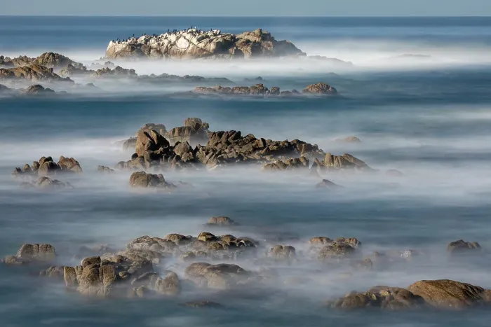 Framed Print : USA, California, Pacific Grove. Monterey Bay, surf crashing in on rocks