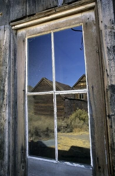 USA, California, reflection in old mining town of Bodie