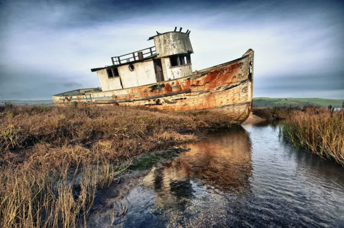 Framed Print : Usa, California. Rotting fishing boat near Point Reyes Framed Print : Usa, California. Rotting fishing boat near Point Reyes