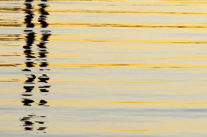 Framed Print : USA, California, San Diego. Abstract reflections in San Diego Harbor