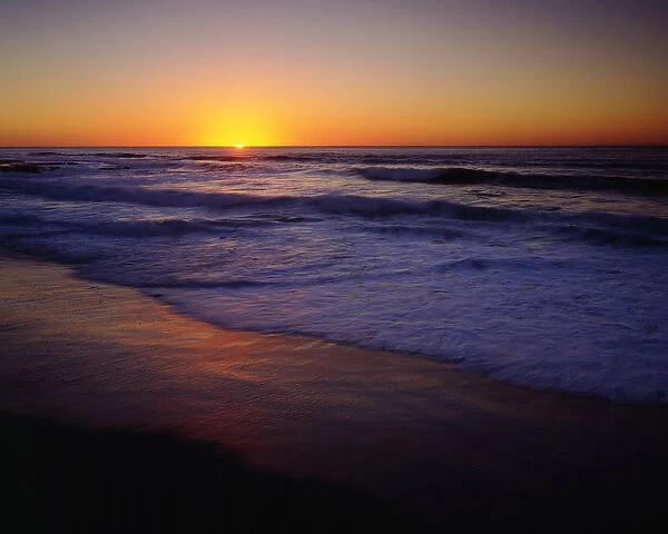 USA; California; San Diego. ; A beach on the Pacific Ocean at Sunset