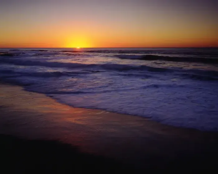 Framed Print : USA; California; San Diego. ; A beach on the Pacific Ocean at Sunset