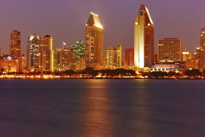 Framed Print : USA, California, San Diego. Downtown skyline from across the harbor Framed Print : USA, California, San Diego. Downtown skyline from across the harbor