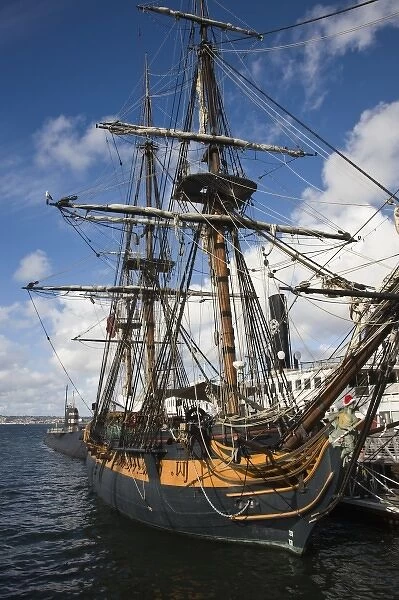 USA, California, San Diego. Maritime Museum, HMS Surprise, replica of 18th century