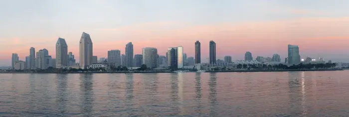 Framed Print : USA, California, San Diego. Panorama of the San Diego skyline as seen from the Coronado Framed Print : USA, California, San Diego. Panorama of the San Diego skyline as seen from the Coronado