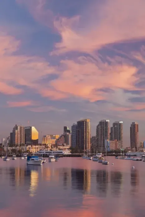 Framed Print : USA, California, San Diego. Sunset view of marina and downtown Framed Print : USA, California, San Diego. Sunset view of marina and downtown