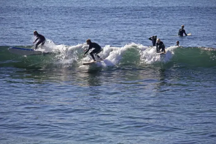 Framed Print : USA, California, San Diego. Surfers at Windansea, La Jolla